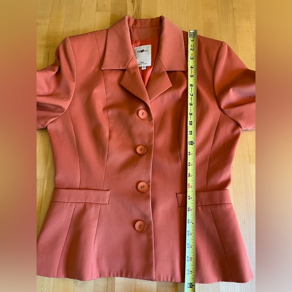 Vertigo 🇫🇷 Pour La Ville Orange Wool Blend Tailored Fitted Blazer Jacket M - Picture 8 of 14